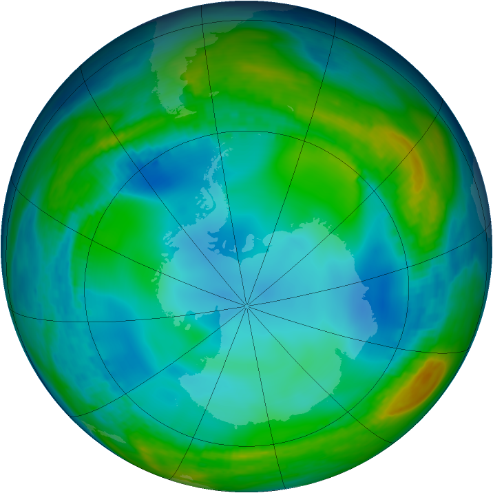 Antarctic ozone map for 10 June 1992